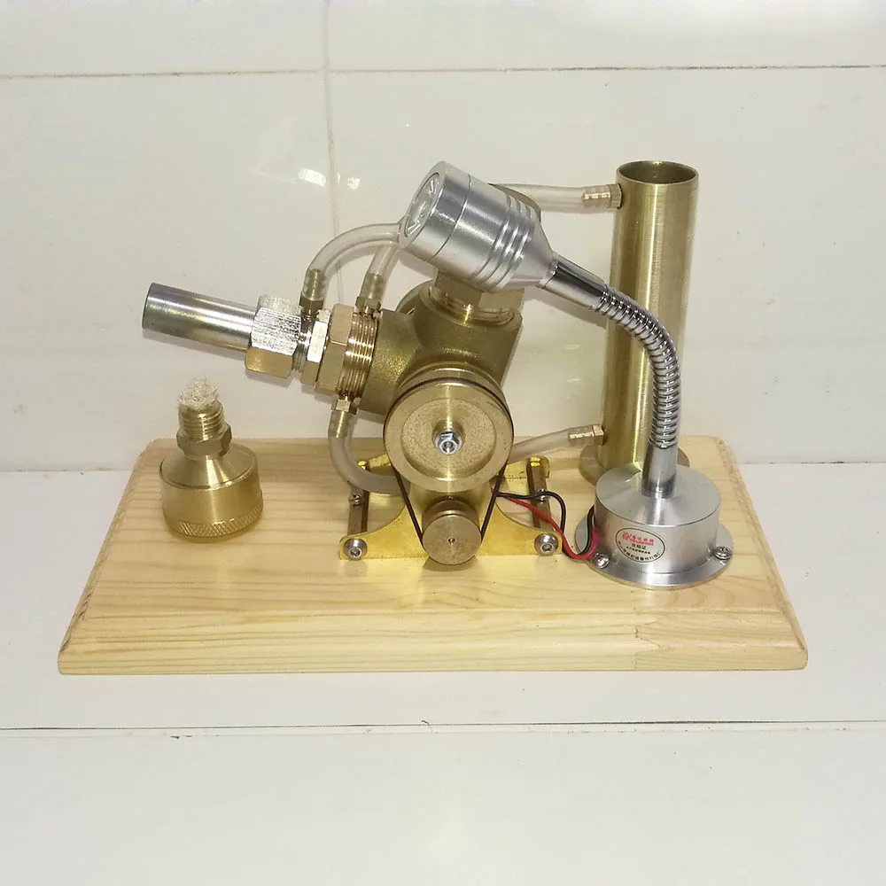 

Whole Copper Wooden base water cooled V-type Stirling engine generator model Experimental engine Birthday gift Stirling engine
