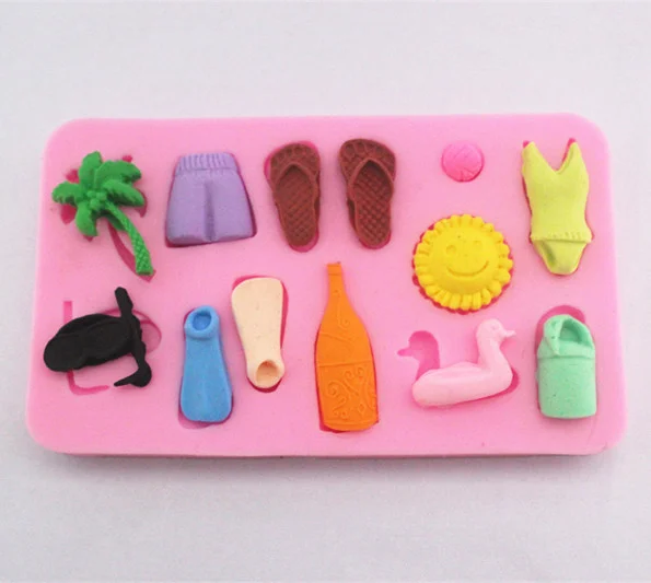 

New Beach series swimsuit trunks slippers fondant cake molds soap chocolate mould for the kitchen baking