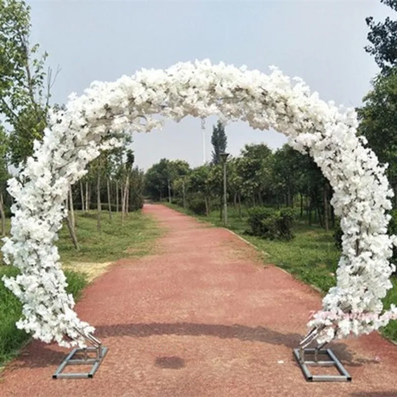 

Upscale White Wedding Centerpieces Cherry Blossoms With Frame Arch Door Set For Holiday Decoration Shooting Props Free Shipping