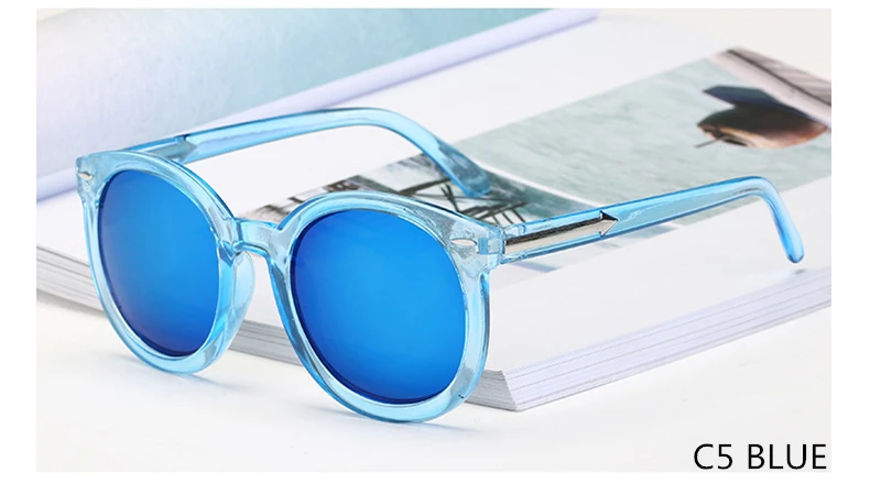 Винтажные Круглые Солнцезащитные очки для женщин, солнцезащитные очки для женщин, брендовые дизайнерские очки, солнцезащитные очки для женщин UV400, градиентные линзы - Цвет линз: Blue