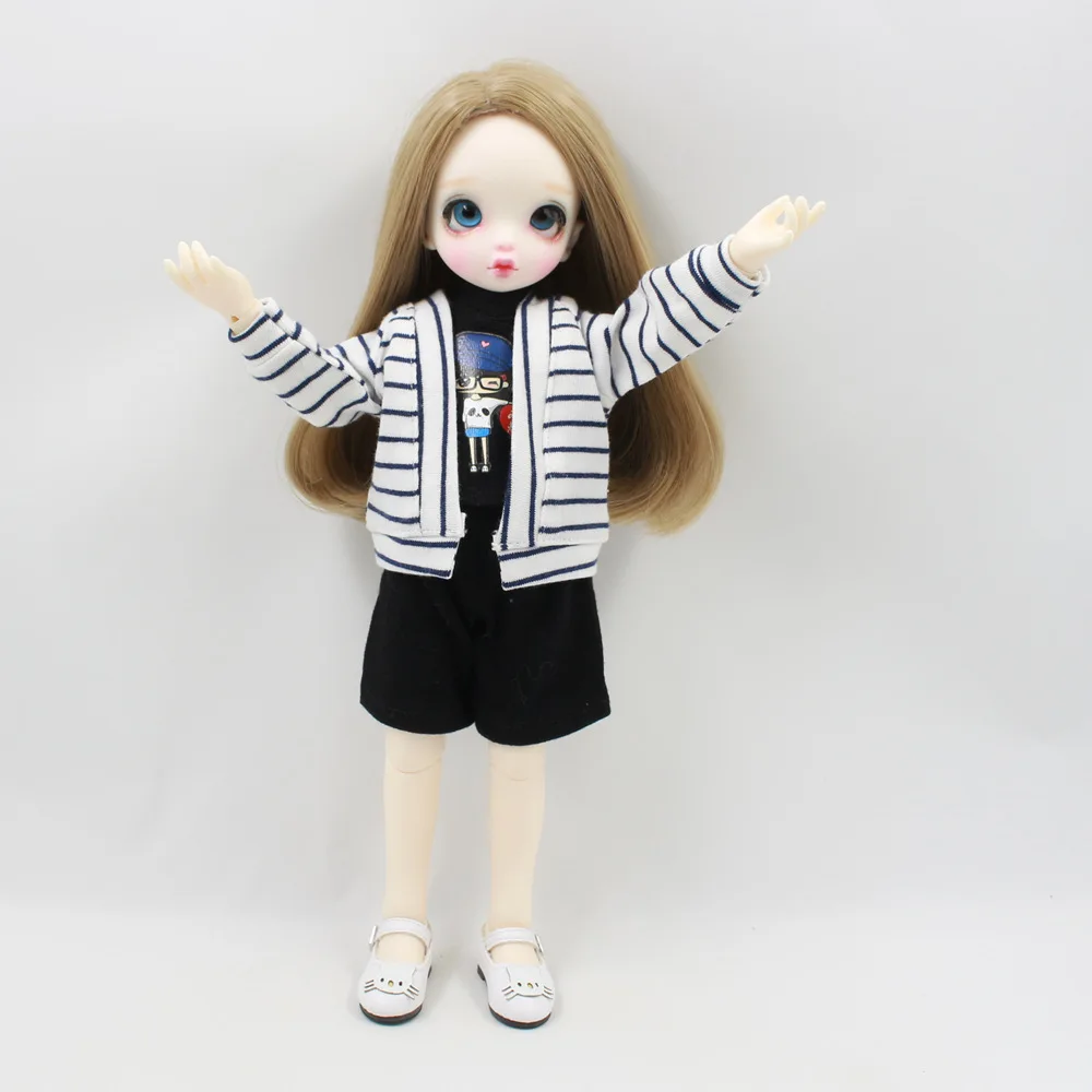 1/6 BJD комплект из черно-белой футболки и штанов с полосатым пальто Blyth ICY NEO