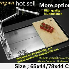 Горячая индивидуальность Роскошная кухонная ручная раковина одинарная мойка пищевая 304 нержавеющая сталь 65x44/78x44 см