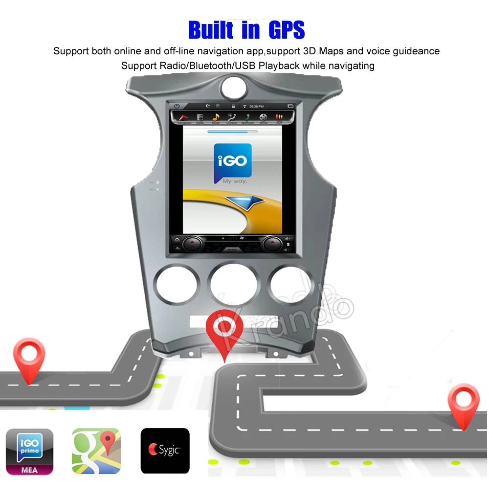 Sale Krando Android 7.1 10.4" Tesla style Vertical car radio For KIA CARENS 2006-2013  manual AC navigation player 2