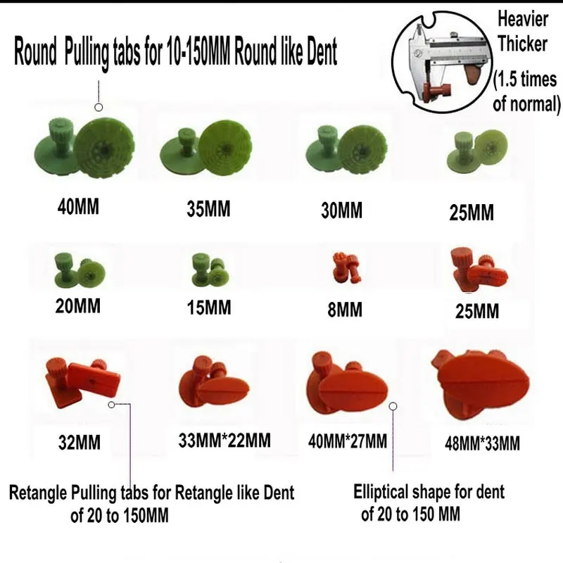 12 шт. качество PDR Тяговая вкладки PDR Инструменты Paintless Дент Ремонт Инструменты Дент удаления Дент Съемник вкладки Дент Lifter PDR инструментарий