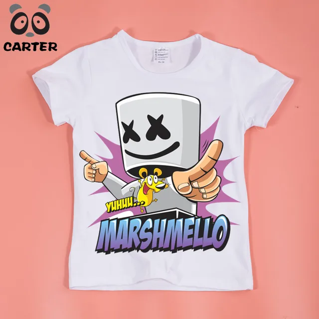 boy girl famous dj marshmello printed t shirt summer kids tops