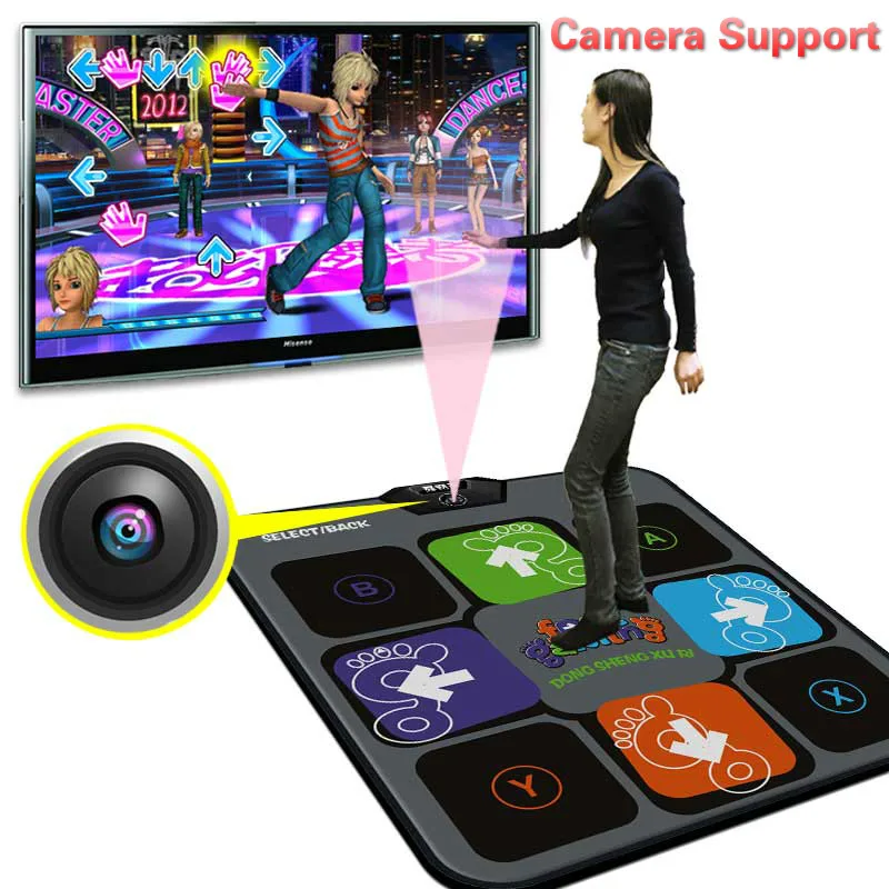 Double Dance Revolution Non-Slip Dancing Pad Cordless Dance Mat AV Interface HD for TV and PC Built in Music Exercise Yoga Games with Light Sensor Camera Size : 11mm/0.4 