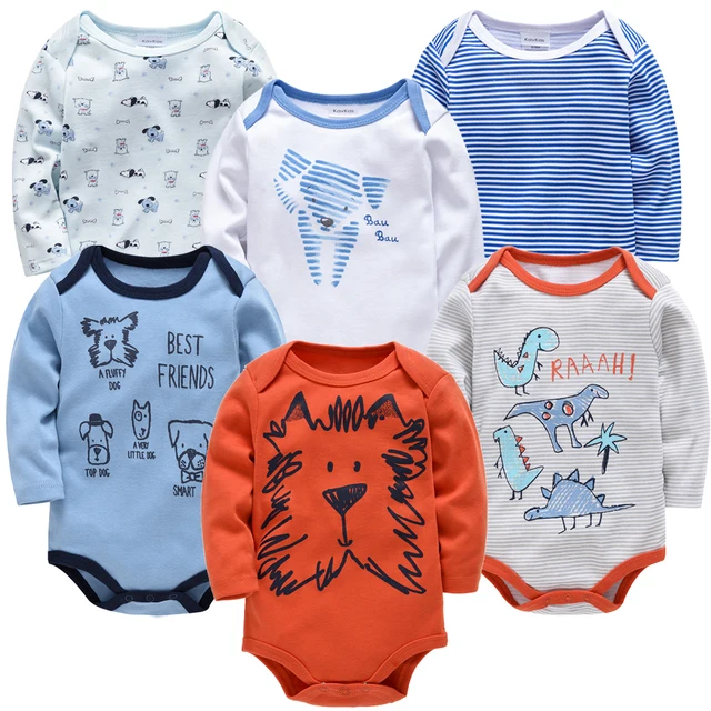 Kavkas New Baby Boys Bodysuit 6 PCS 3 PCS Long Sleeve Cotton Baby Boy Girl Clothes 0-3 months Newborn body bebe Clothing 2