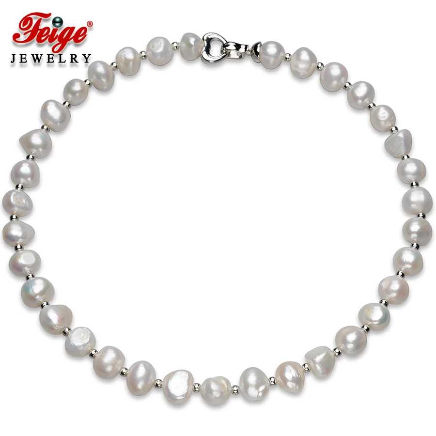 

Feige New Design Baroque Style 10-11mm White Natural Freshwater Pearl Choker Necklaces for Women's Collar De Perlas Joyas Bijoux