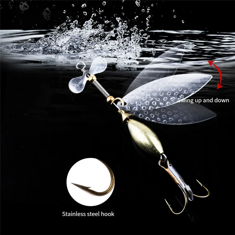  HENGJIA 9.8cm 15g Metal Fishing Lure Sequins Spinner Spoon Baits Feather Fishhook Tackle Swim bait 