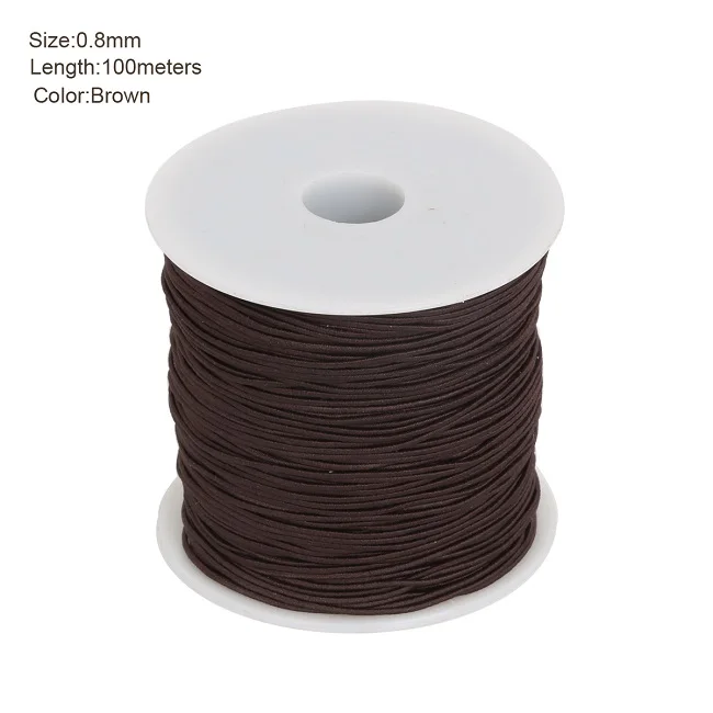 40-100 м/лот 0,8 мм/1,2 мм/1,5 мм тянущийся эластичный шнур веревка для DIY ювелирных изделий Браслеты Ожерелья, 5 цветов на выбор - Цвет: Brown