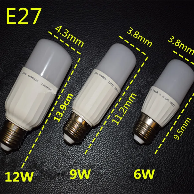 Светодиодный цилиндрическая лампа 6W9W12W E27 большой винт E14 Маленький Винт 110 V 220 V нейтральный свет, холодный белый свет светодиодный супер яркий
