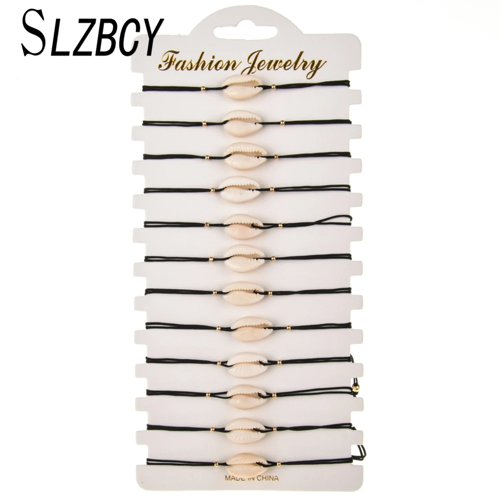 

12 pcs/lot Bohemian Shell Charms Bracelets Set For Women Child Adjustable Braided Rope Chain Anklet Bracelet Beach Jewelry Gift