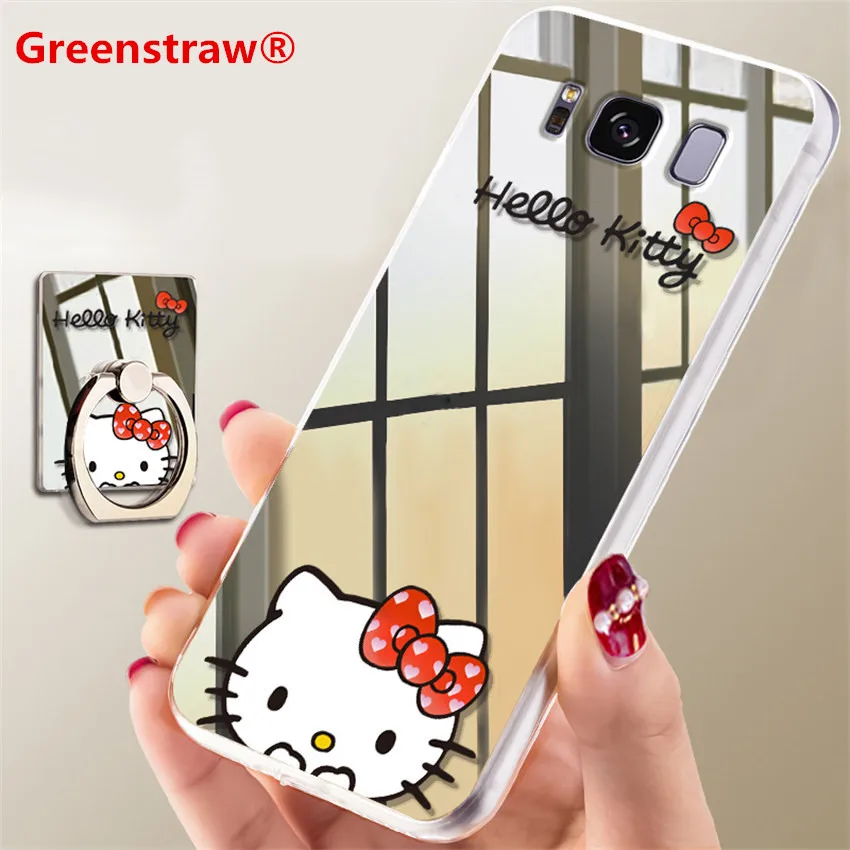 

Note 8 note 9 For Samsung S9 Case Samsung note 8 9 Mirror Cartoon Hello Kitty Ring Holder Phone Case For Samsung S9 Plus S8 Case