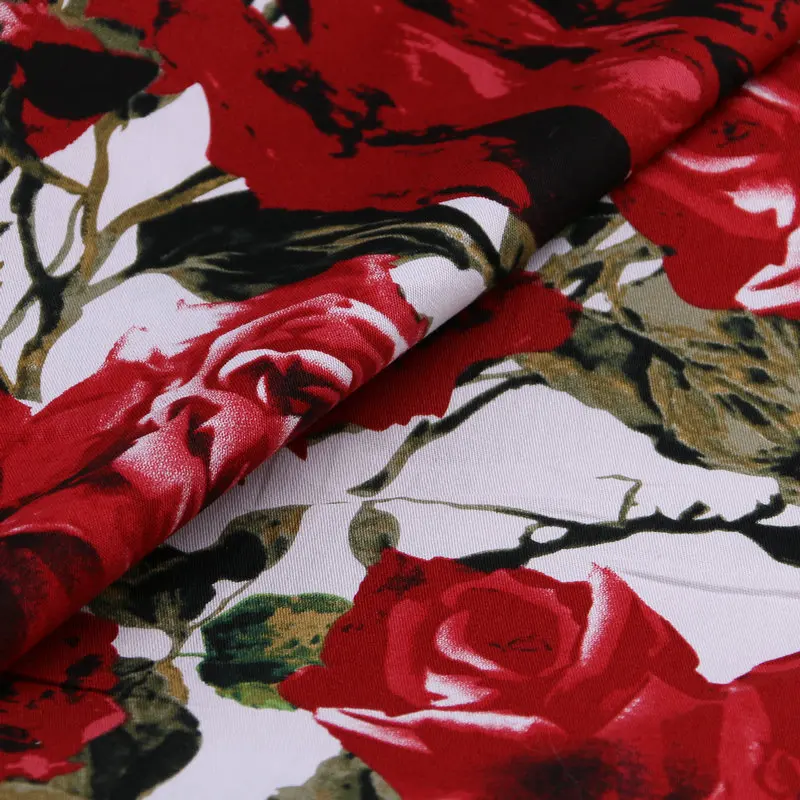 

Spring and Summer New Red Rose Pure Cotton Printed Fabric Cotton Handmade DIY Dress Parent-child Dress Fabric