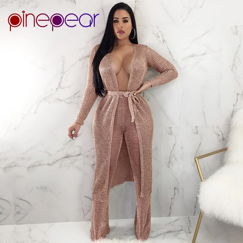 

PinePear Long Cardigan Ladies 2019 New Fashion X-Long Knit Sweater Women Large Coat Casual Rose Gold Jacket Winter Clothing