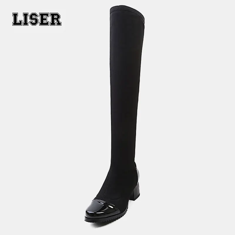 

ladies winter boots patent leather round toe elegant sexy thigh high long boots for women brand design hot sale plus size 43
