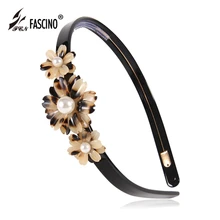 Новая мода имитация жемчуга волос лента цветок ювелирные изделия на волосы Роскошные ацетатные аксессуары для волос для женщин девушек подарки ювелирные изделия