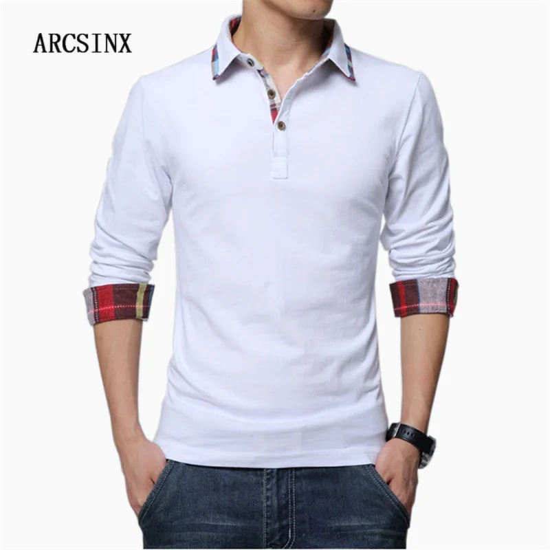Billige ARCSINX Polo Shirt Männer Plus Größe 5XL 4XL 3XL XXL Frühling Langarm Polo Männer Polo Shirt Herbst Baumwolle Winter casual männer Polos
