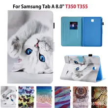 SM-T355 чехол для Samsung Galaxy Tab A 8,0 SM-T350 T355 P350 Smart Cover Funda модный мультяшный Кот планшет PU кожаный чехол-подставка