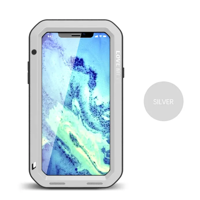 Для IPHONE 11 Pro Max XS XR 8 7 6 PLUS 5SE LOVE MEI алюминиевый металл+ стекло Gorilla glass ударопрочный водонепроницаемый чехол для iPhone8 IPX04 - Цвет: Серебристый