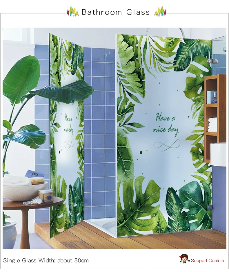 DICOR тропические джунгли Стильная стеклянная пленка зеленые листья Наклейка на окно прозрачная непрозрачная ванная стеклянная дверь для домашнего декора BLT1249