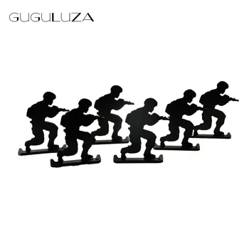 

GUGULUZA 6pcs/lot Military Soldier Metal Targets Shooting Target Model Black For Hunting Shooting Exercise Tactical Gun Target