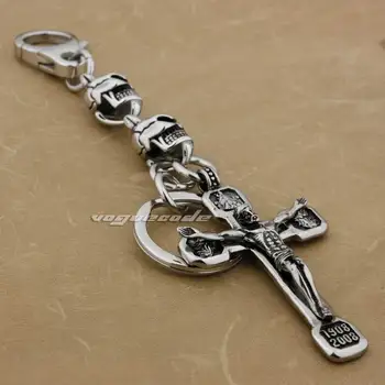 

316L Stainless Steel Huge Jesus Crucifix Cross Mens Biker KeyChain 3V001KC