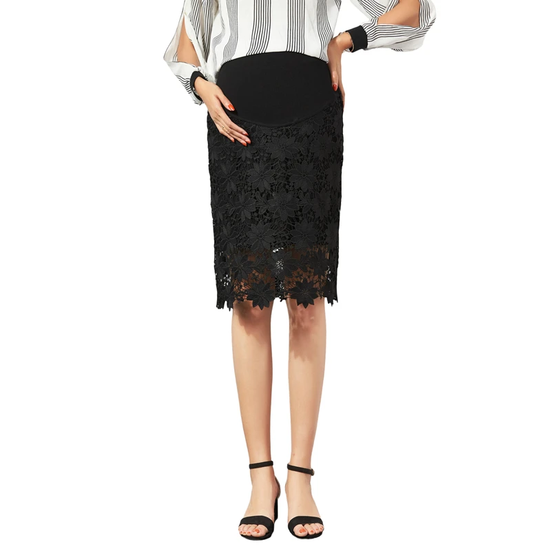 Women Pregnant Skirts Knee Length Lace Maternity Skirts 2017 New