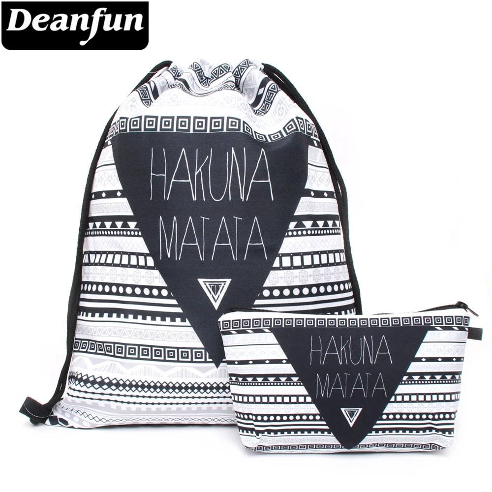 Deanfun небольшой шнурок Сумка 2 шт. комплект печати хакуна Matata узор для женщин Мода школьная 010