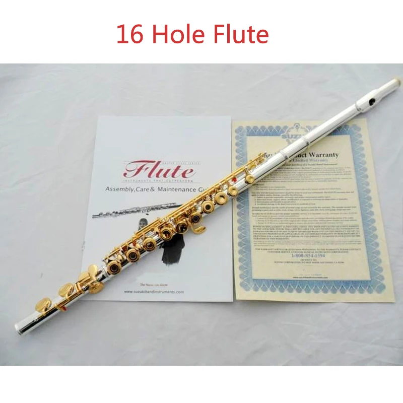 

271S Free shipping Student flute type small elbow the 16 key hole openings C Flute Silver body gold keys instrument flauta