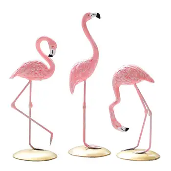 

Pink Flamingo Cute Animal Shape Resin Ornament Table Top Home Decoration Accessories For Living Room