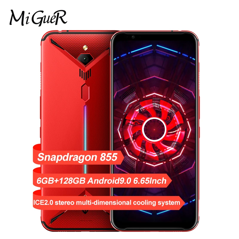 

ZTE Nubia Red Magic 3 Mobile phone 6.65" Snapdragon 855 Octa core Fingerprint Front 48MP Rear 16MP 6GB 128GB 5000mAh Game Phone