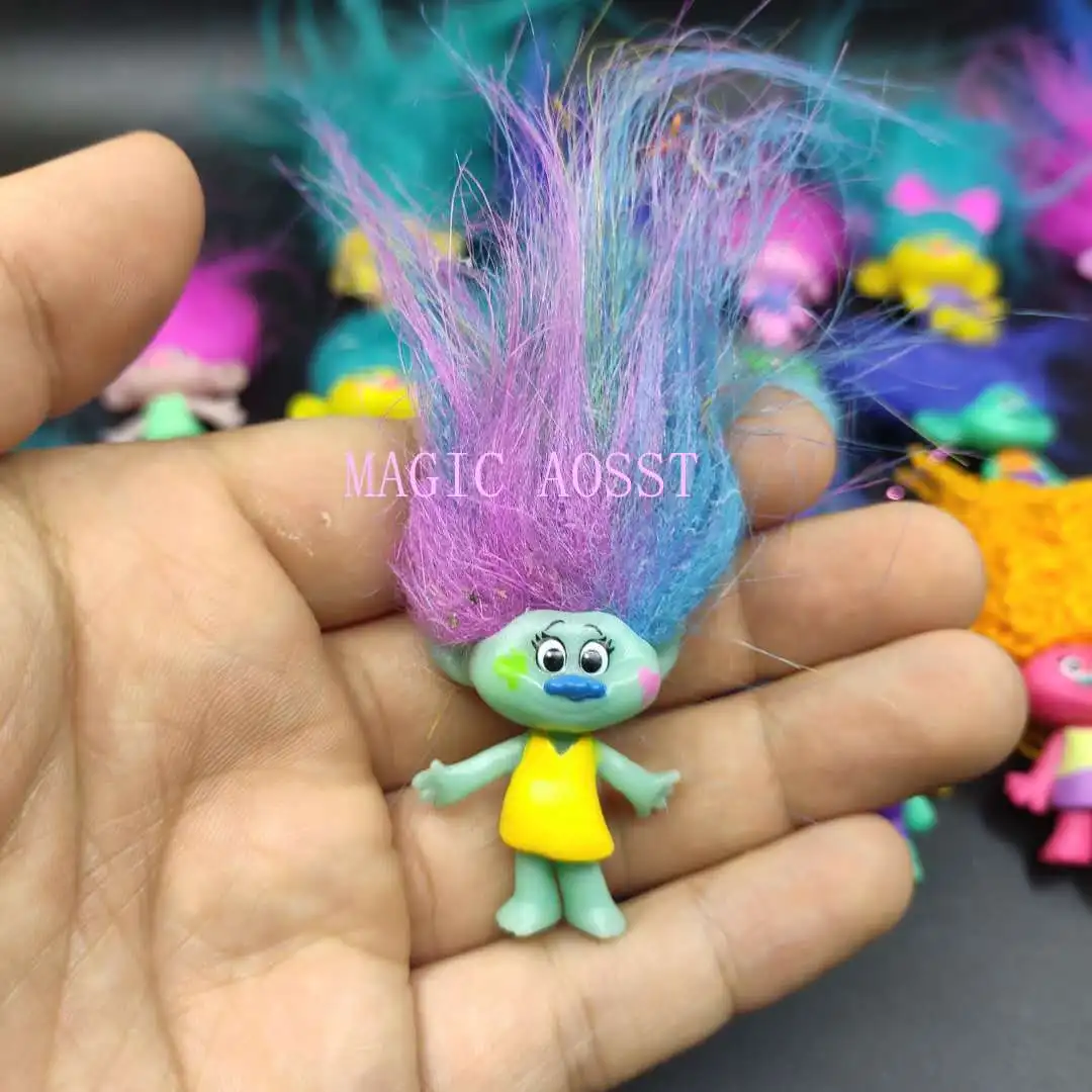 TROLLS Collectible FIGURES Set ~ Glitter Hat COOPER & QUEEN POPPY 2”  Figurines