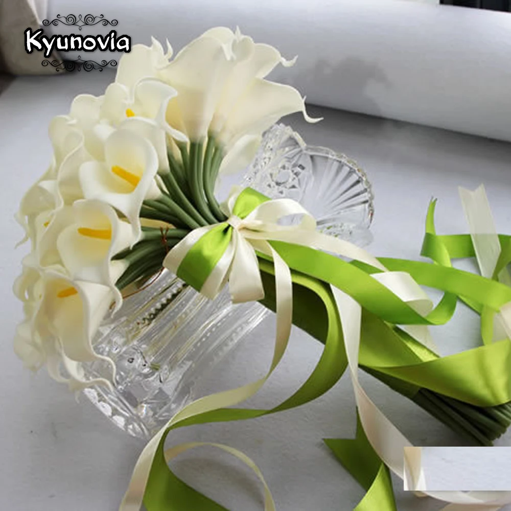 40pcs White Calla Lily Bouquet Lace Bouquet Wedding Flowers Bridal Bouquets Artificial Calla Lily Flower Wedding Bouquet D74 Wedding Bouquets Aliexpress