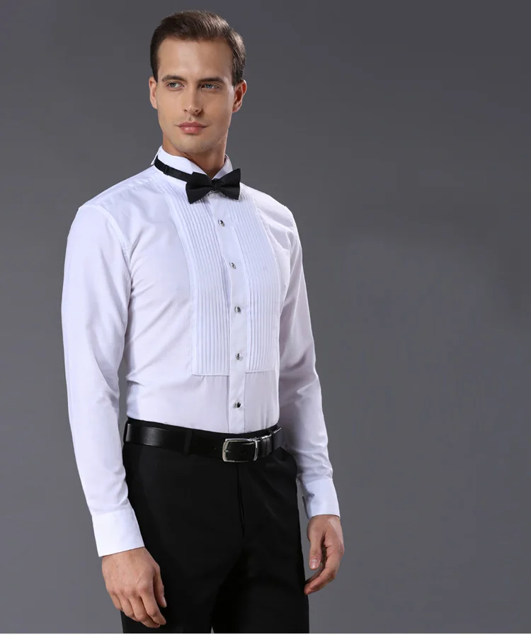 Estilo Francés De Moda Camisas Para Hombre De Calidad Los Hombres Blancos Visten Camisa Esmoquin Ropa Lavar Y Vestir Acabar Con La Camisa Para Hombres De 37,44 € | DHgate