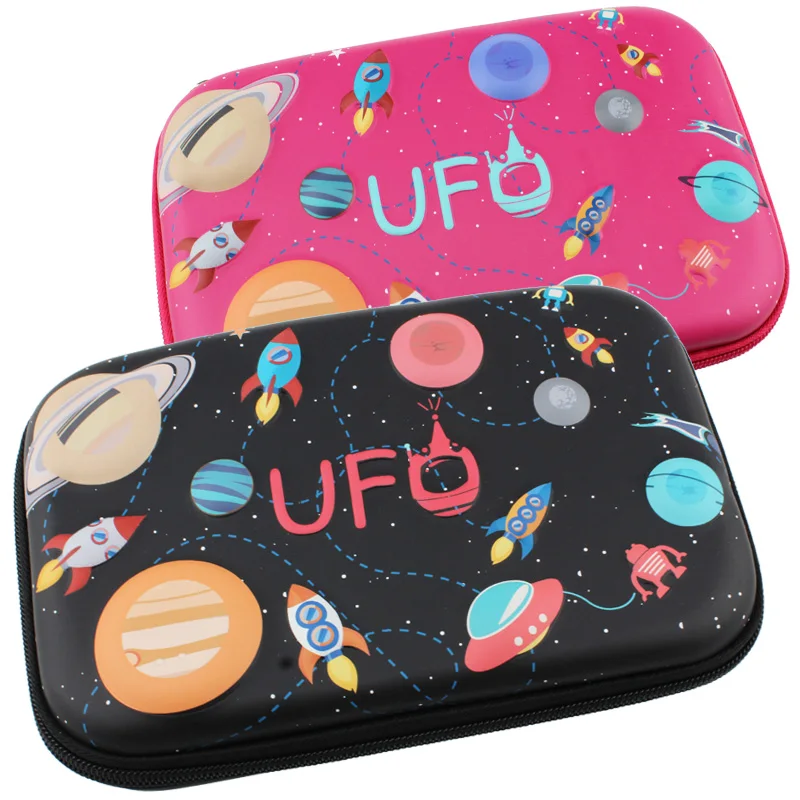 

Cartoon school Pencil case kawaii ufo big Pen boxes Brush pot another planet boys and girls pen bag plus 3D Pen holder spacious