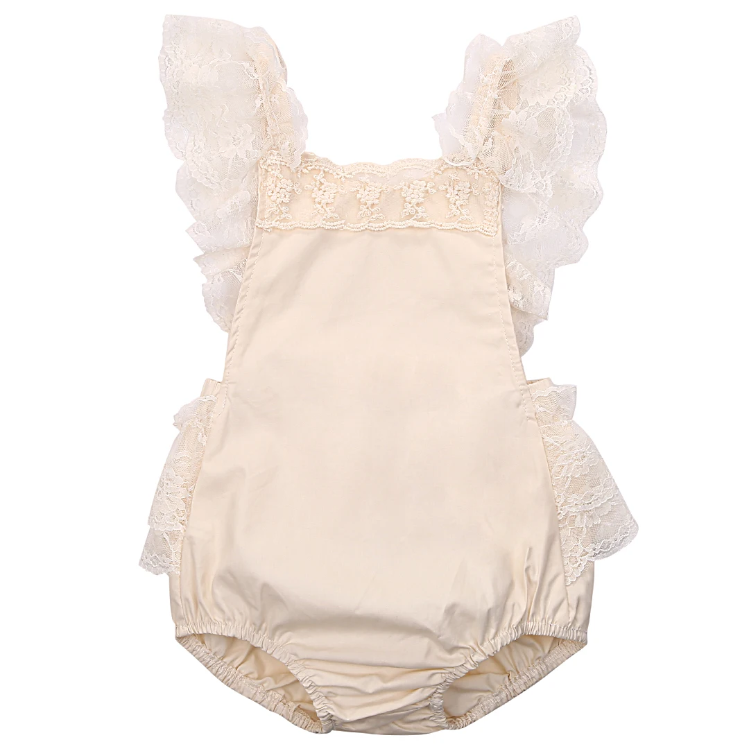 

2018 Newborn Baby Girls Clothes Floral Bodysuit Lace Ruffle Bebes Body Bodysuits Princess Girl Sunsuit Clothes 0-24M