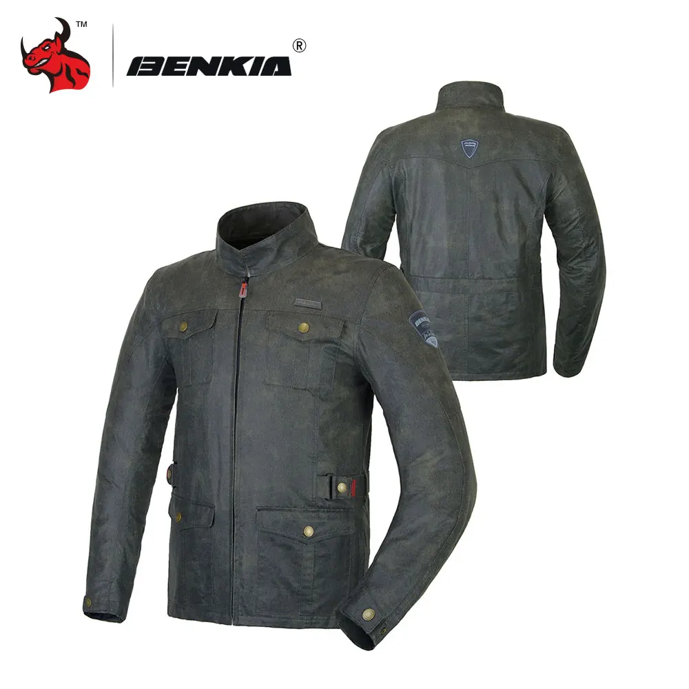 

BENKIA Vintage Motorcycle Jacket Protective Gear Men's Motorcycle Racing Jacket Moto Motorcross Jacket Jaqueta Motoqueiro Couro