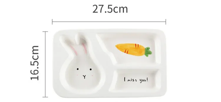 Cartoon Ceramic Dinner Plate Animal Pig Baby Children Tableware Porcelain Plates Grid Separated Kitchen Breakfast Bowl Flatware