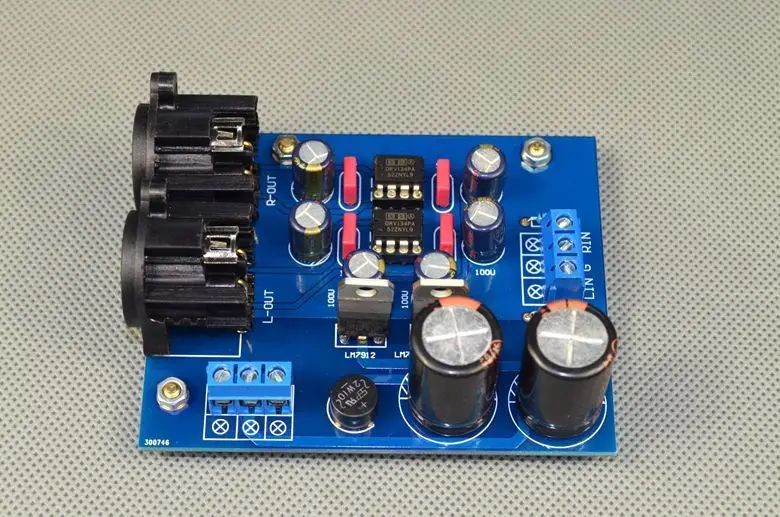 Собранная двухканальная односторонняя балансировочная плата DRV134PA|assembled board| |