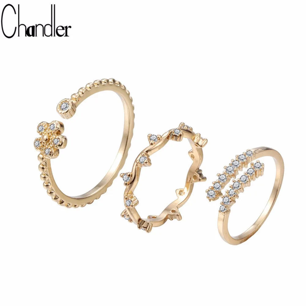 Комплект колец Chandler с австрийским хрусталем высокого качества фианитом класса