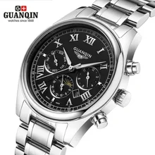 GUANQIN Мужские кварцевые часы римские тонкие кварцевые часы 30 м водонепроницаемые высококачественные мужские многофункциональные недели дисплей наручные часы