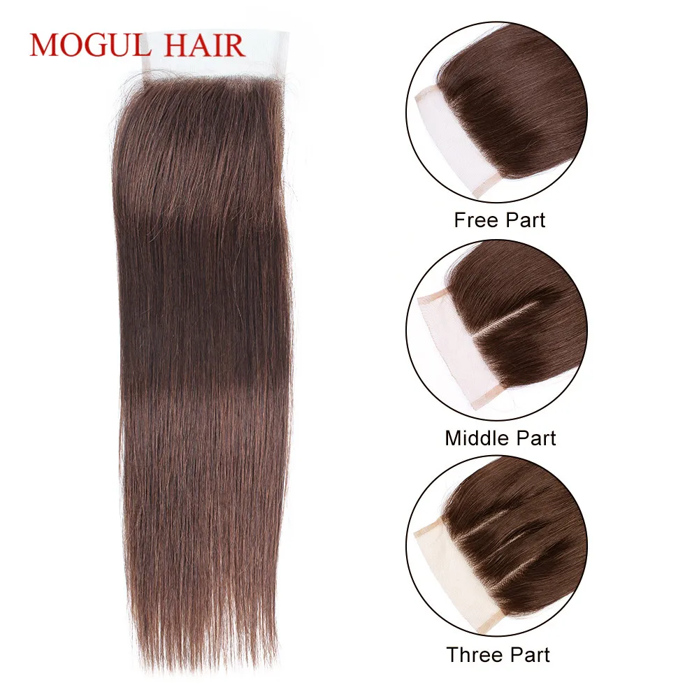 Peruvian Straight Hair 4*4 Lace Closure in MOGUL HAIR Color 2 Dark Brown Remy Human Hair with Ombre Honey Blonde and Natural Black Shades image 4