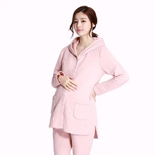 Autumn Winter Maternity Nursing Clothes For Pregnant Women Pijama Casual Warm Cotton Maternity Nursing Sleepwear Set 50M0005