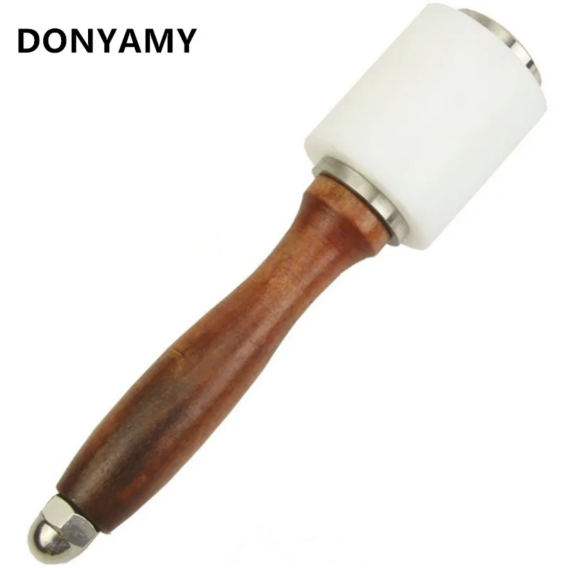 

DONYAMY Nylon Hammer Leathercraft Carving Hammer Sew Leather Cowhide Tool Kit with Wooden Handle