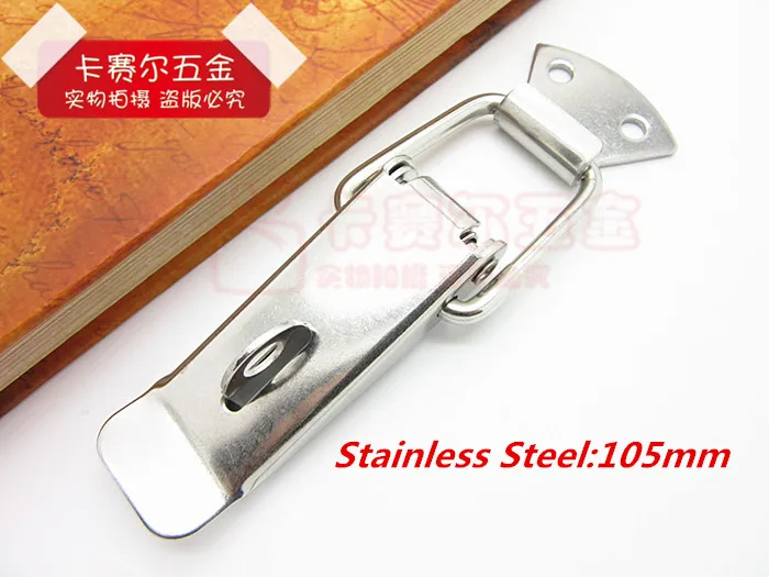 

105mm Stainless Steel Hardware Cabinet Boxes Spring Loaded Latch Catch Toggle Hasp Clamp Clip Duck Billed Buckles 2pcs