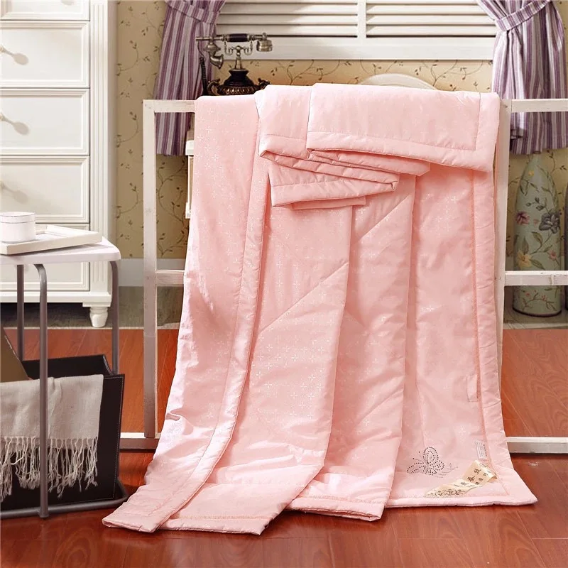 Натуральный шелк тутового шелкопряда одеяло для зимы/лета Твин Королева Король полный размер одеяло/одеяло белый/розовый/бежевый наполнитель