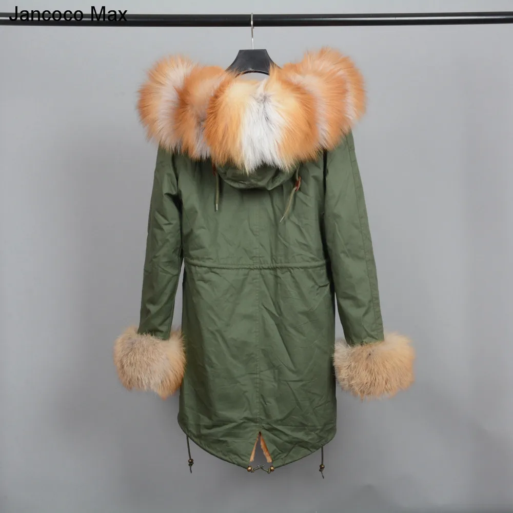 Женское пальто с капюшоном Jancoco Max теплая парка воротником из натурального