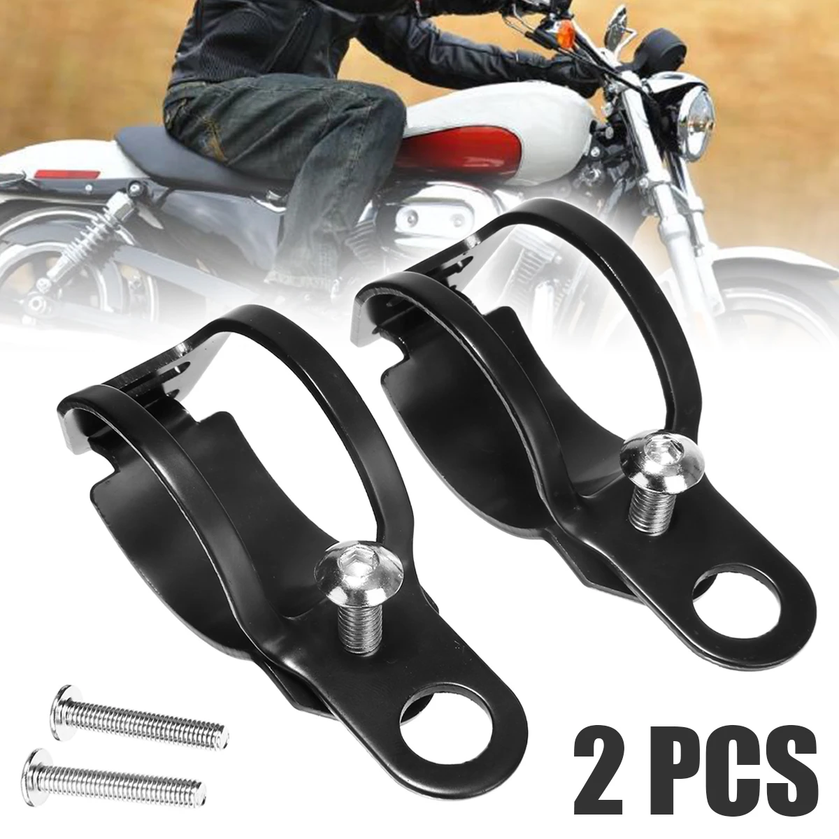 Motorbike 1Pair Universal Motorcycle Turn Signal Lamp Headlight Mount Bracket Black Metal  Clamp Holder For 33-43mm Front Fork