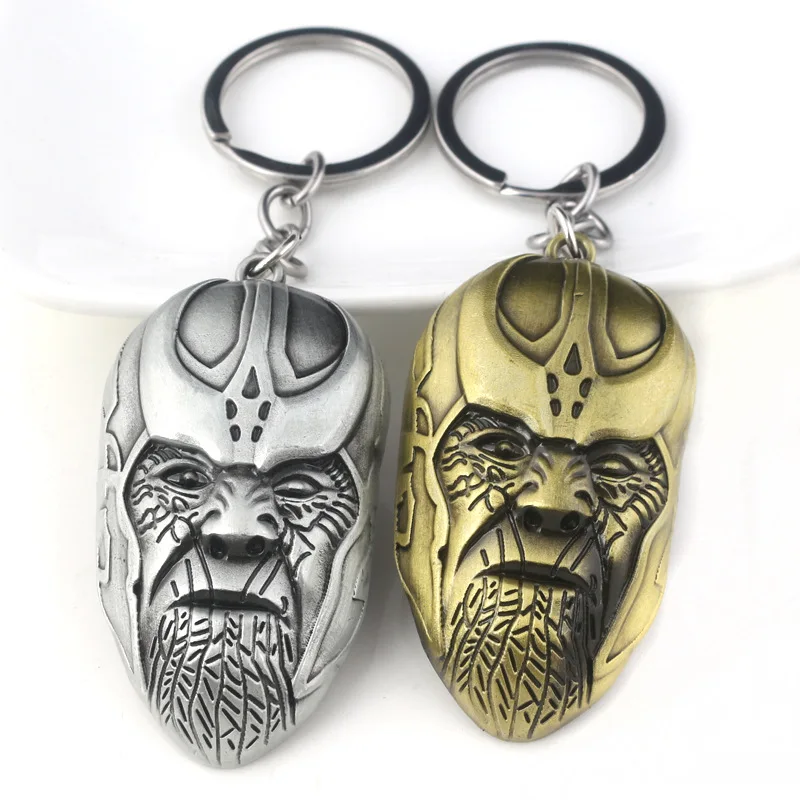 

Fashion Vintage Avengers 3 Infinity War Thanos Mask Keychain Infinite Power Gauntlet Pendant Men Keyring Children Key Chain